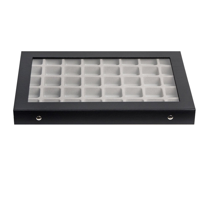  [AUSTRALIA] - JackCubeDesign 40 Compartments Jewelry Display Tray Showcase Organizer Storage Box Slots Holder for Earring, Ring with Acrylic Cover(Black, 16.97 x 9.7 x 1.65 inches) – :MK333A Black