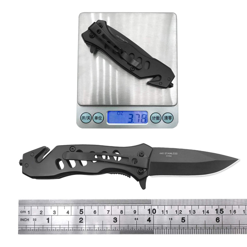  [AUSTRALIA] - ALBATROSS EDC Cool Sharp Tactical Folding Pocket Knife,SpeedSafe Spring Assisted Opening Knifes with Liner Lock,Pocketclip,Glass Breaker,Seatbelt Cutter Black