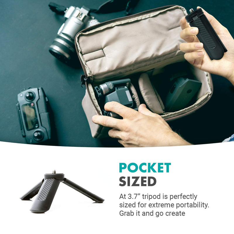  [AUSTRALIA] - Movo TR-1 Compact Mini Tabletop Tripod/Hand Grip with 1/4" Screw and Folding Feet. Compatible with GoPro, DSLR, Camera, Osmo, Pocket Projector, Zoom - Perfect for Photography, Vlogging and YouTube