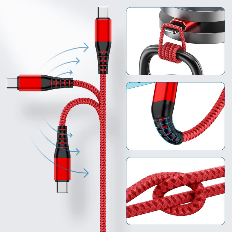 [AUSTRALIA] - USB A to Type C Cable, Cabepow [3-Pack 3Ft] Fast Charging 3 Feet USB Type C Cord for Samsung Galaxy A10/A20/A51/S10/S9/S8, 3 Foot Type C Charger Premium Nylon Braided USB Cable (Red) Red 3Feet