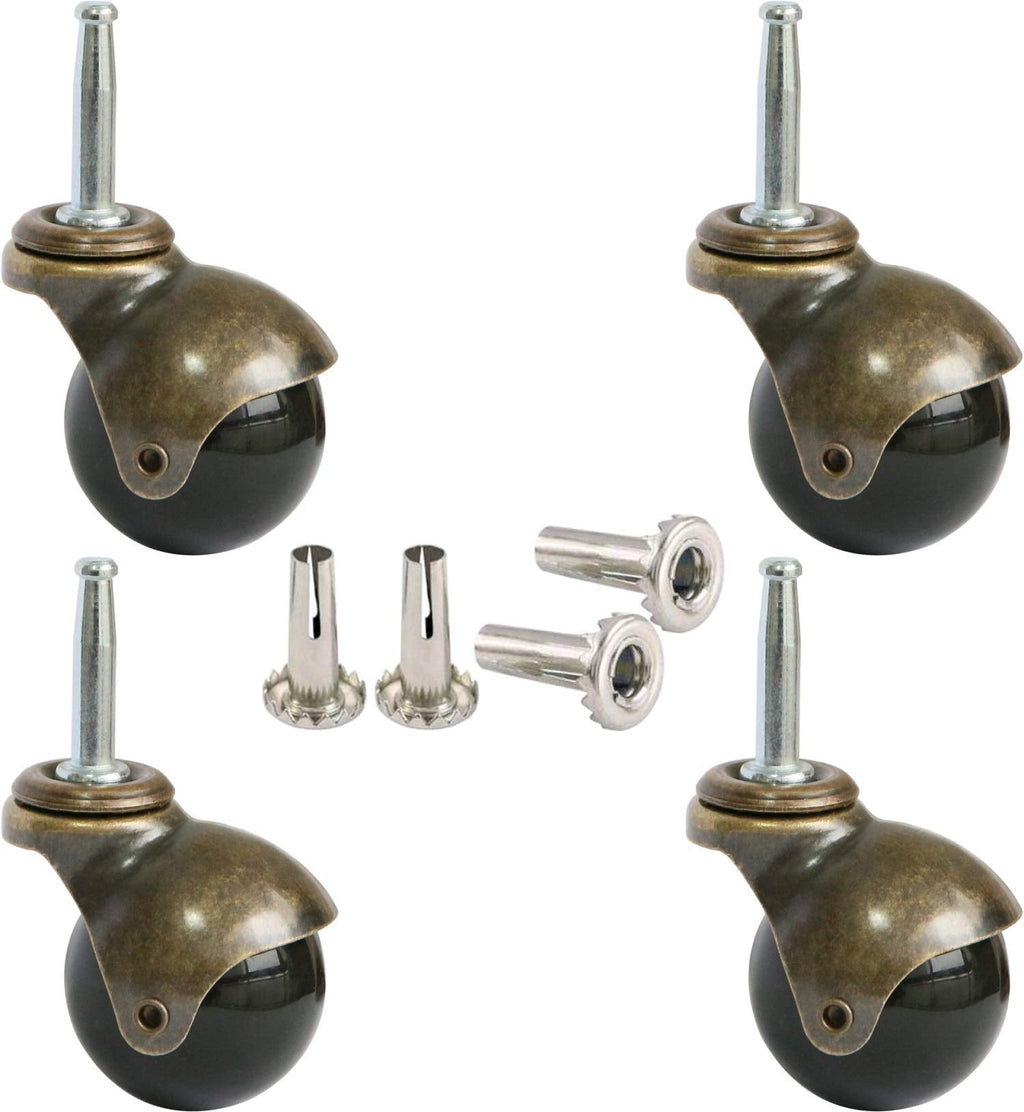  [AUSTRALIA] - MySit 1.5" Ball Casters Wheels for Furniture Casters Set of 4, Antique Copper Gold Ball Caster with 5/16" x 1 1/2" (8 x 38mm) Mounting Stem Sleeve Socket Insert Replacement for Sofa Chair Cabinet 1.5 Inch