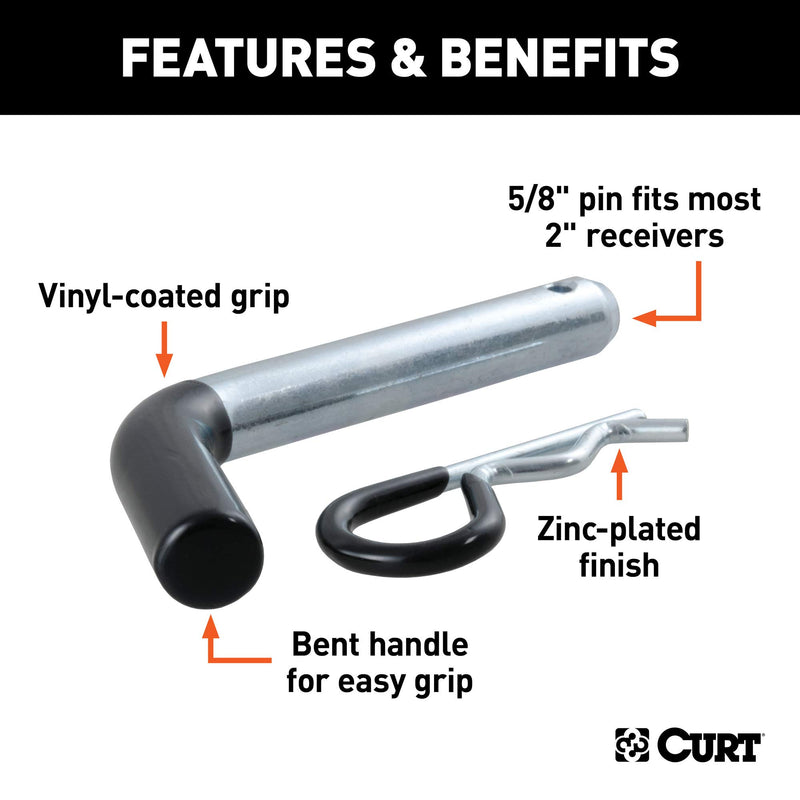  [AUSTRALIA] - CURT 21510 Trailer Hitch Pin & Clip with Vinyl-Coated Grip, 5/8-Inch Pin Diameter, Fits 2-Inch Receiver