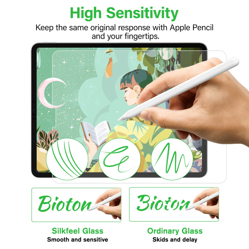  [AUSTRALIA] - Bioton Silkfeel Glass Screen Protector Compatible with iPad Pro 11 inch M2 (2022) / iPad Air 5th Generation / iPad Air 4th Generation (10.9 inch, 2022 / 2020), iPad Pro 11 inch (2021 & 2020 & 2018 Models), Auto Alignment Kit / Anti-Glare / Anti-Fingerp...