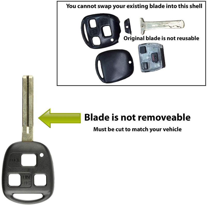 KeylessOption 2 Key Replacement Case Shell Keyless Entry Remote Fob Uncut Blade Fix Master for HYQ1512V, HYQ12BBT Black - LeoForward Australia