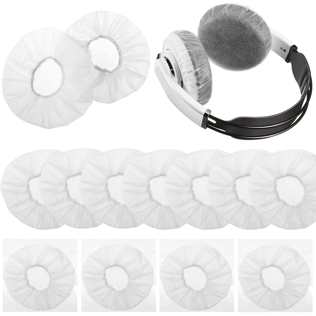  [AUSTRALIA] - 200 Pieces Disposable Headphone Covers Sanitary Headphone Ear Covers Non Woven Earpad Covers Headphone Covers for Most On Ear Headphones with 8.5 to 10 cm Earpads (L, 11 cm/ 4.3 Inch) L, 11 cm/ 4.3 Inch White