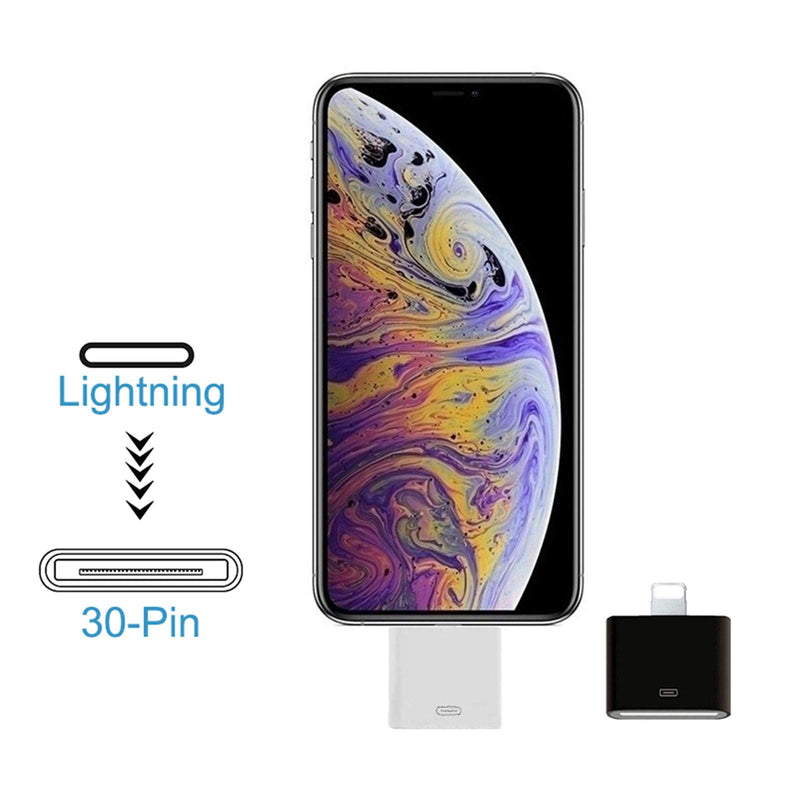  [AUSTRALIA] - rosyclo Lightning to 30-Pin Adapter 2 Pack, MFi Certified 8-Pin Male to 30-Pin Female Connector, iPhone Charging Sync Converter Compatible iPhone 12/11/X/8/7/6/5/iPad/iPod No Audio (White+Black)