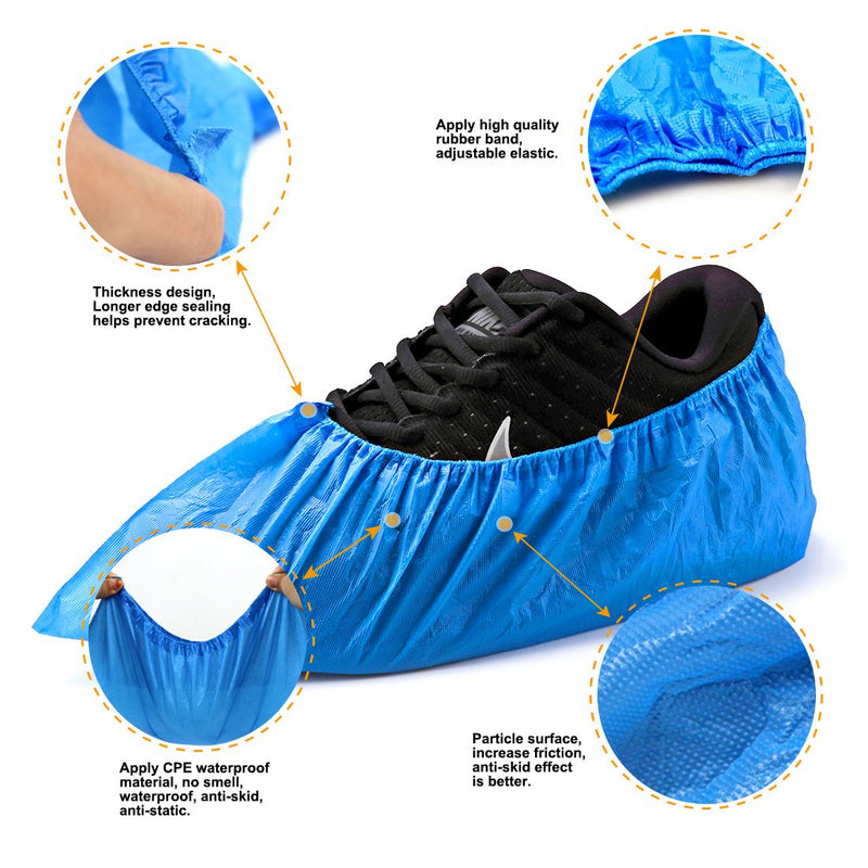  [AUSTRALIA] - OGUNUOKI Shoe Covers Disposable Recyclable -100 Pack(50 pairs) 15.7'' Hygienic Shoe & Boot Covers Waterproof Non-slip Shoe Booties for Indoors (Large Size - Up to US Men's 11 & US Women's 13)