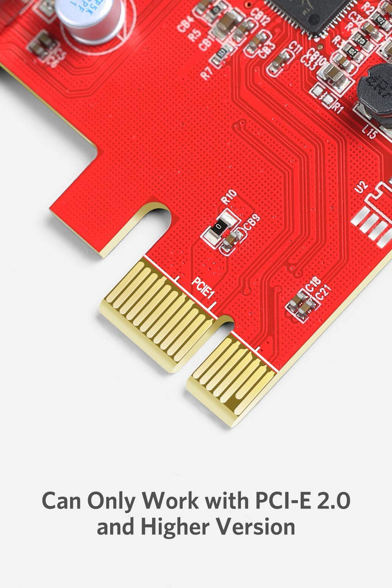  [AUSTRALIA] - Inateck PCI-e to USB 3.0 (4 Ports) PCI Express Card and 15-Pin Power Connector, Red (KT4001)