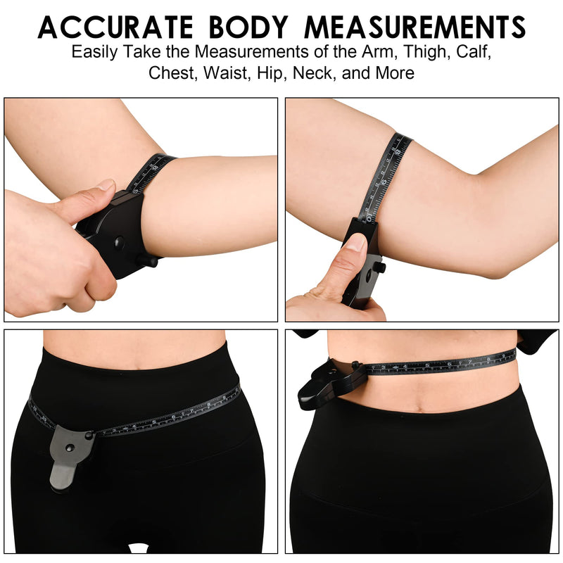  [AUSTRALIA] - Tape Measure Body Measuring Tape 60inch (150cm),Lock Pin and Push-Button Retract,Arms Chest Thigh or Waist Measuring Tape for Home Fitness Goals，Black