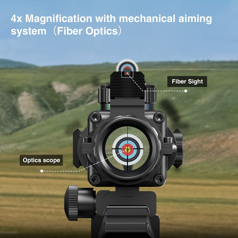  [AUSTRALIA] - MidTen 4x32 Tactical Rifle Scope Red & Green &Blue Illuminated Reticle Hunting Guns Scope with Mount for 20mm Rail and Fiber Optic Sight