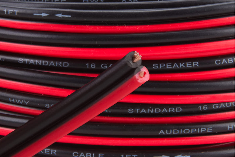 Audiopipe 100' Feet 16 GA Gauge Red Black 2 Conductor Speaker Wire Audio Cable - LeoForward Australia