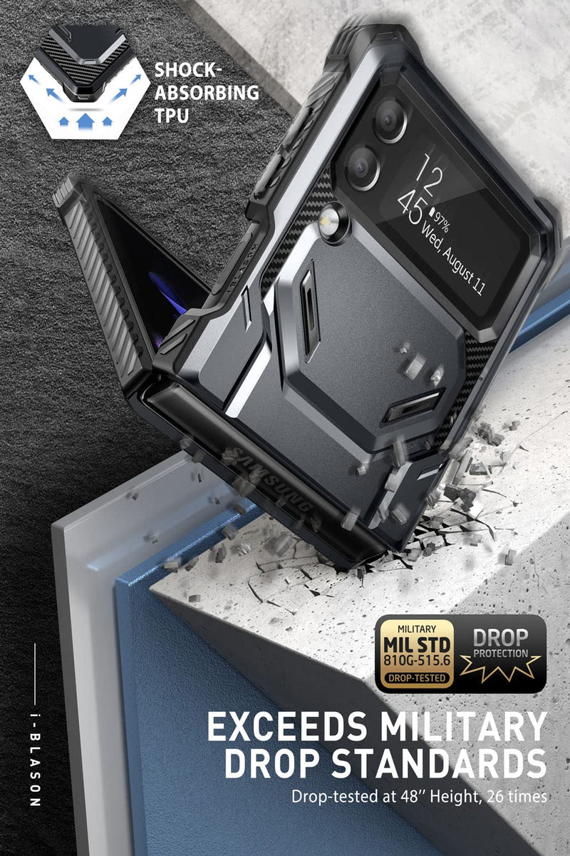  [AUSTRALIA] - i-Blason Armorbox Series Case for Samsung Galaxy Z Flip 4 5G (2022), Full-Body Rugged Holster Case with Shock Reduction/Bumper (Black) Black