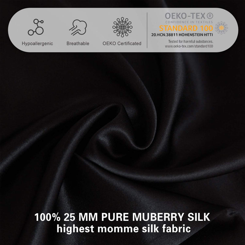  [AUSTRALIA] - ZIMASILK 25 Momme 100% Mulberry Silk Pillowcase for Hair and Skin,Both Sides Natural Silk,Hidden Zipper Closure,1 Pc Gift Box (Black, Standard 20''x26'') … Black Standard 20''x26''