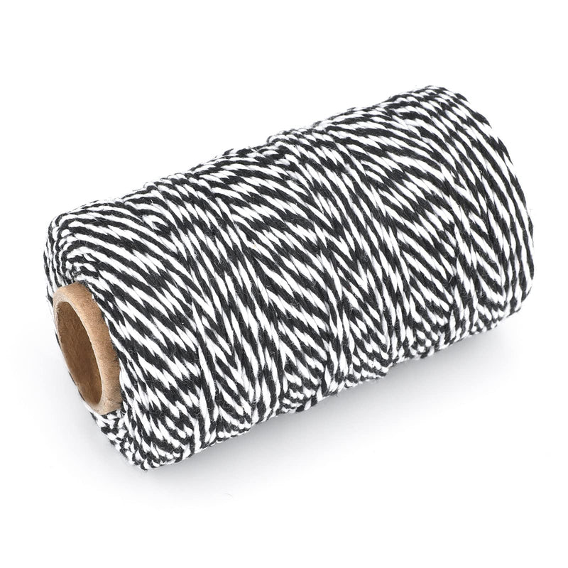  [AUSTRALIA] - Black and White Twine,100M/328 Feet Cotton Bakers Twine,Christmas String,Heavy Duty Packing String for DIY Crafts and Gift Wrapping 2mm x 328 ft Black White