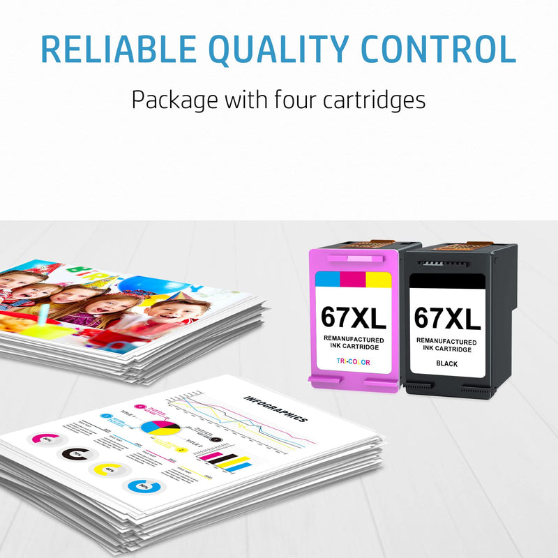  [AUSTRALIA] - 67XL Ink Cartridges Black Color Combo Pack Replacement for HP 67XL Printer Ink for DeskJet 2755e 2755 2752 4155 Envy 6000 6055e 6055 6075 6400 6455 6455e 6475 6452 6458 Printer printer ink 67xl black and color