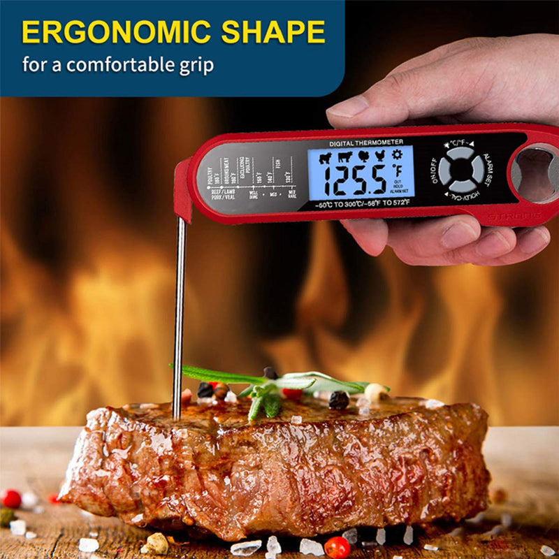  [AUSTRALIA] - BestGK Double-Probe Meat Thermometer, 2s Instant Read Waterproof Digital Thermometer with Alarm Function & Display, Foldable Food Thermometer for Turkey, Grilling, BBQ, Baking, Candy, Liquids, Oil