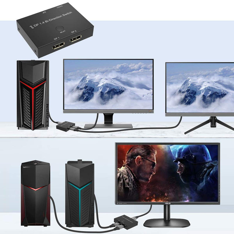  [AUSTRALIA] - CY DisplayPort Switch 8K DisplayPort Splitter Bi-Direction DisplayPort Switcher DisplayPort Switch Splitter DP DisplayPort Adapter Black Displayport Switch