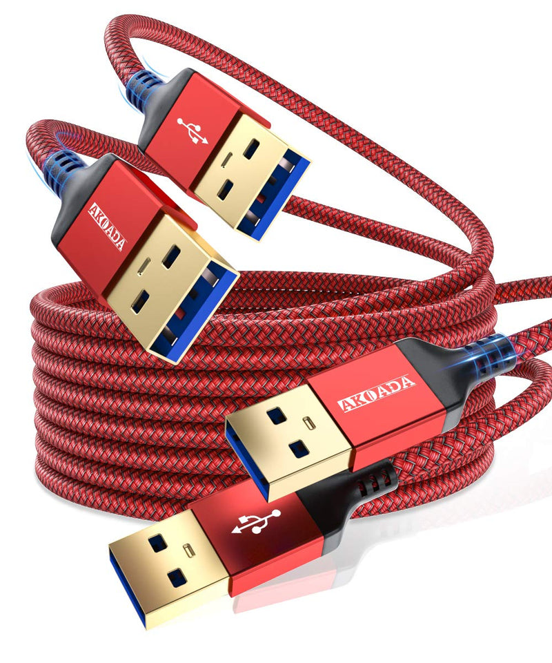  [AUSTRALIA] - USB A to USB A 3.0 Cable 2pack(3.3ft+3.3ft),AkoaDa USB A Male to A Male Cable Double End USB Cord Compatible with Data Transfer Hard Drive Enclosures,Cameras,DVD Player,Laptop Cooler and More(Red) 3.3FT+3.3FT RED