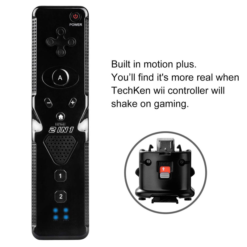  [AUSTRALIA] - 2 Pack Wii Remote with Wii Motion Plus Inside | Shock Wii Nunchuk Controller | Compatible Nintendo Wii, Wii U 2blacks