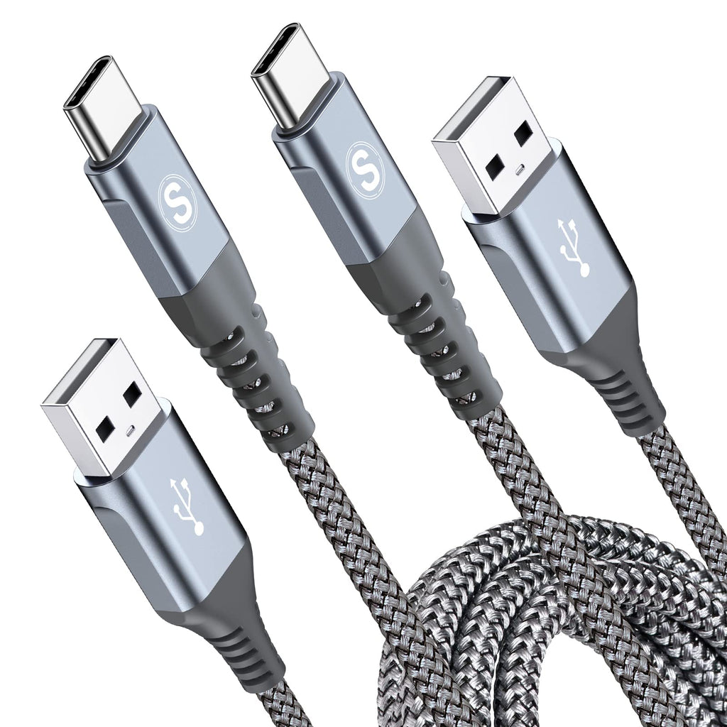  [AUSTRALIA] - [2 pieces 2 m] USB C cable 3.1A quick charge charging cable Type C cable for iPhone 15 Plus Pro Max, Samsung Flip/Fold 3/4/5 S24 S23 S22 S21 S20 S10 S9 S8 A14/13/12 A34/A33 A54/53/ 52s/51/50 A21s/23,Pixel 8/7 2M+2M Gray