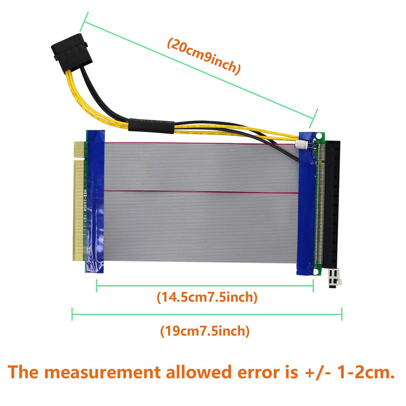  [AUSTRALIA] - SinLoon PCI-E Powered Extension Cable, PCIe 16x to 16x Powered Flexible Riser Extender Cable, with Molex Power GPU Riser Extender Cable, for Ethereum Mining ETH 20CM (1616P)