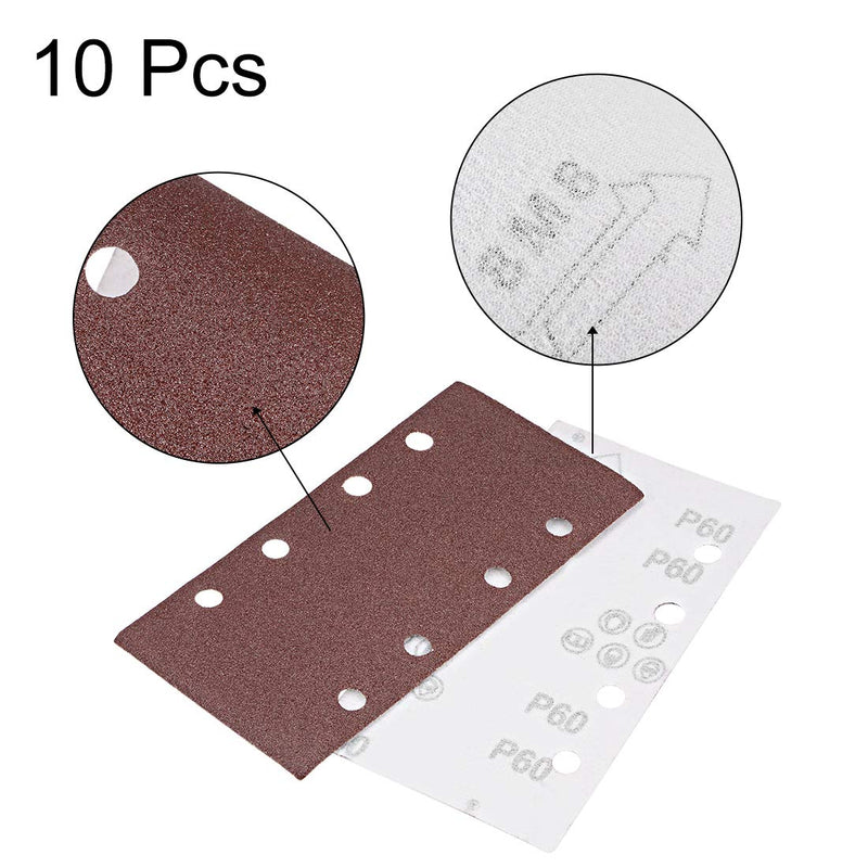  [AUSTRALIA] - uxcell 60 Grit 1/3 Sanding Sheet Sander Sandpaper Hook and Loop Pads 8 Hole 10pcs