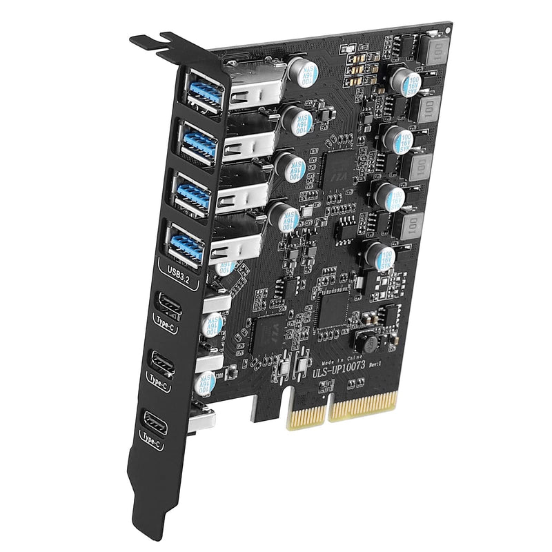  [AUSTRALIA] - 7-Ports USB 3.2 Gen 2 PCI Express (PCIe) Expansion Card with 10 Gbps (4 Type-A and 3 Type-C Ports), PCIe USB Motherboard Card for PC Desktop, No External Power Source Required