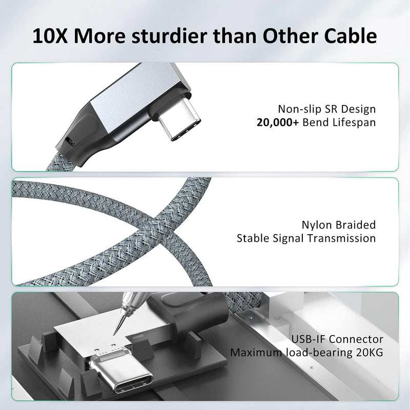 [AUSTRALIA] - USB C to USB C Cable Right Angle，9.9FT, Supports PD 100W, 20 Gbps Date Transfer, 4K@60Hz Video USB C 3.2 Cable, Compatible with Thunderbolt 3/4, Oculus Quest, iMac, MacBook, iPad Pro, Dell XPS (9.9FT) 9.9FT