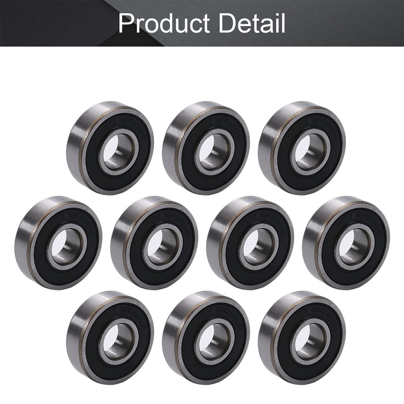  [AUSTRALIA] - Othmro 10Pcs 6000-2RS Deep Groove Ball Bearings, Double Rubber Sealed Bearings, High Carbon Steel Roller Guide Bearing 0.39x1.02x0.31inch for Scooters Skateboards Ship Rudder Shafts Elevators Robotics 10*26*8mm