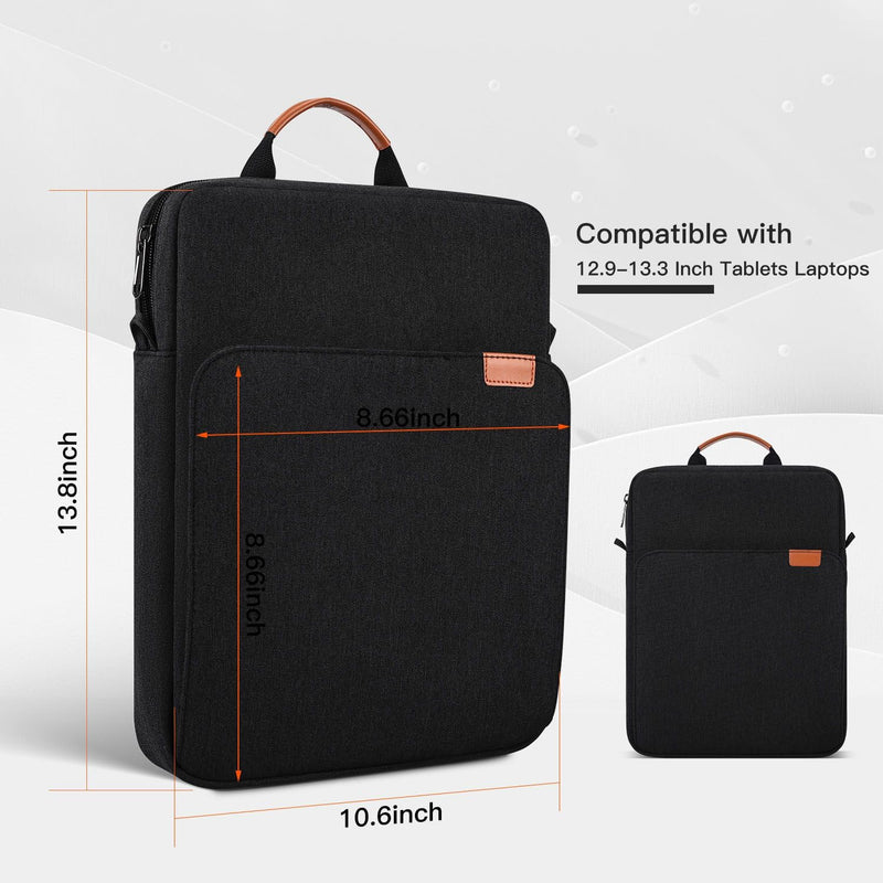 [AUSTRALIA] - 12.3-13 Inch Tablet Sleeve Carrying Case Bag, 12.9 inch iPad Sleeve for iPad Pro 12.9 M2 M1, Surface Pro X/9/8/7, Surface Laptop Go 12.4", Samsung Galaxy Tab S8+ 12.4" with Shoulder Strap,Black 12.3-13 Inch Black