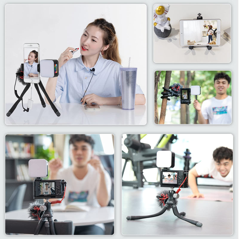  [AUSTRALIA] - SmallRig Flexible Phone Tripod, Portable Mini Travel Tripod for iPhone 13 Pro Max 12 11, with Phone Holder Cold Shoe Mount, Cell Phone Tripod Stand for iPhone Android Camera GoPro-3446 3446