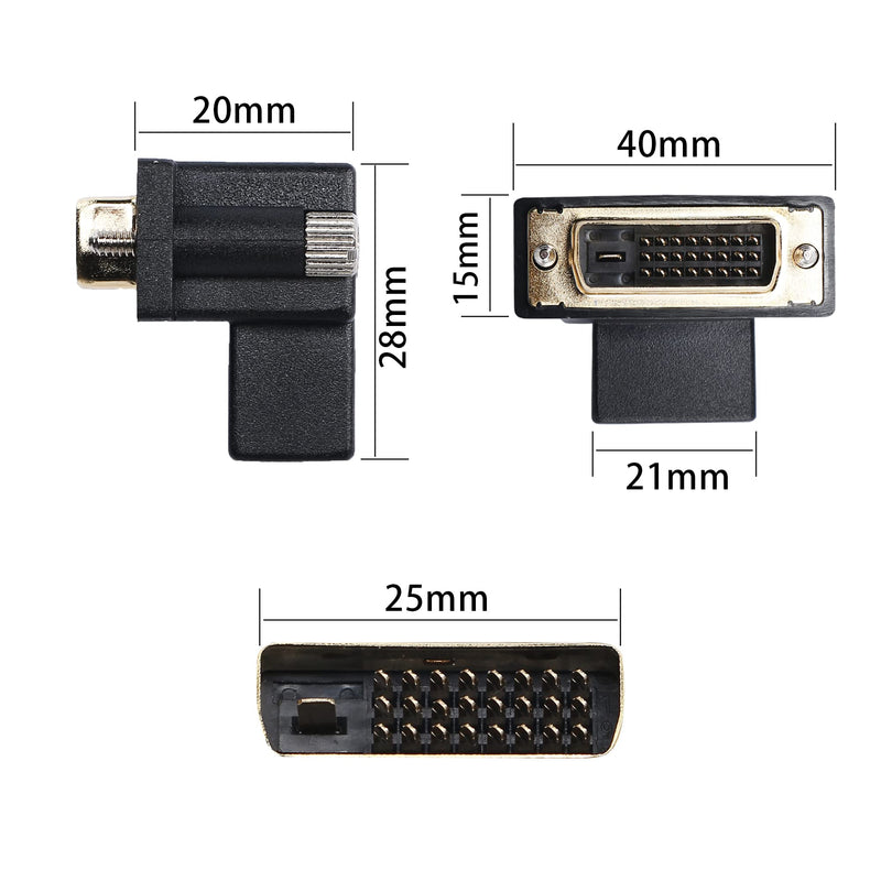  [AUSTRALIA] - PNGKNYOCN Right Angle DVI to HDMI Adapter 2-Pack 270 Degree DVI-D Male to HDMI Female Gold Plating Connector for PS4,HDTV,Projector ,Graphics Card(Black Up)