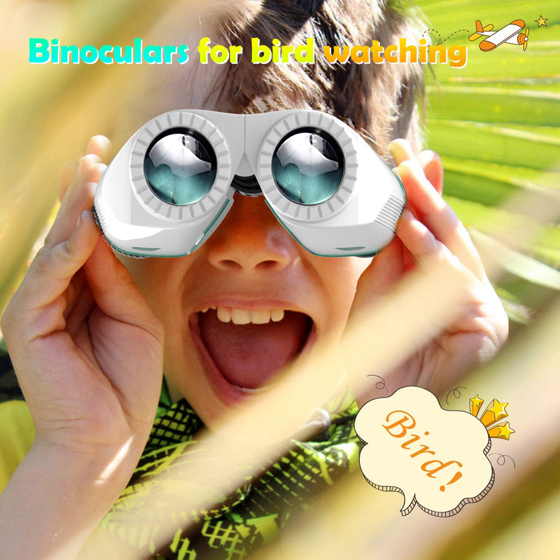  [AUSTRALIA] - Compact Binoculars for Kids PRONITE-10x25 Kids High Resolution Shockproof Binoculars for Bird Watching Travel Hiking Fishing Accessories Gear Essentials Best Toy Gifts for 3-12 Boys Girls（Green） Green