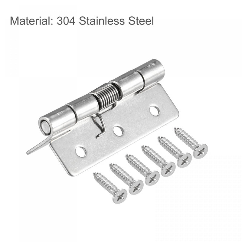  [AUSTRALIA] - uxcell Spring Loaded Hinges, 2.5" 304 Stainless Steel Self Closing Hinge for Cabinet