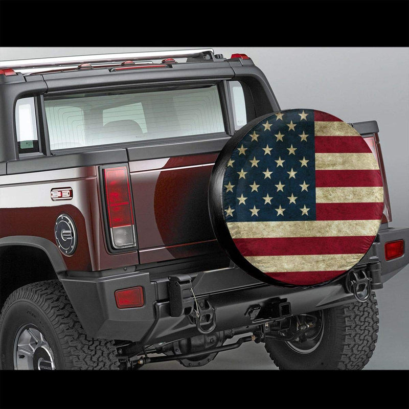 Tire Cover American Flag Reclaimed Wood Potable Polyester Universal Spare Wheel Tire Cover Wheel Covers for Jeep Trailer RV SUV Truck Camper Travel Trailer Accessories 15 Inch - LeoForward Australia