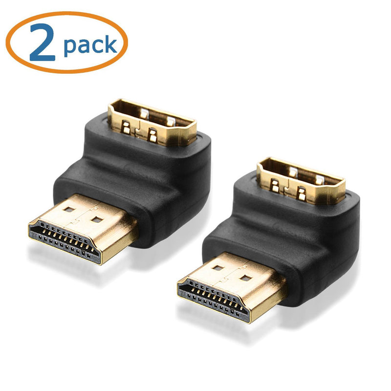  [AUSTRALIA] - Cable Matters 2-Pack Right Angle HDMI Adapter (90 Degree HDMI Right Angle) with 4K and HDR Support