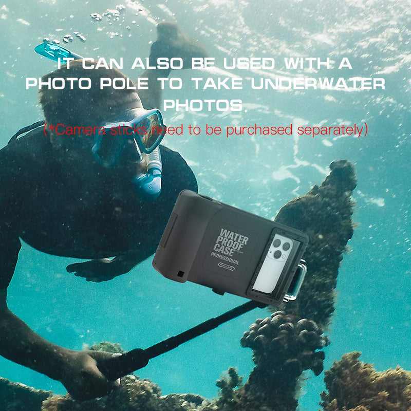  [AUSTRALIA] - Underwater Photography iPhone Samsung Case,[50ft/15m] Universal Diving Housing for iPhone 11 Pro Max 10 XS Max XR X 8 7 6S Plus SE Samsung Galaxy Note10+ 10 s9 S9+Up to 6.8" (Pure Black) Pure Black