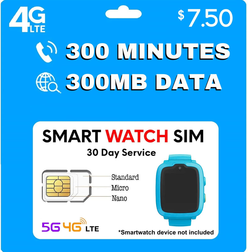  [AUSTRALIA] - Jolt Mobile $7.50 Smartwatch Plan Nationwide AT&T 4G LTE Network - Wearable and Smart Watch SIM Card - 30 Day Service - Triple Cut SIM - No Contract or Activation Fee