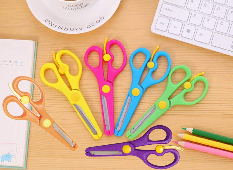  [AUSTRALIA] - 6Pcs Preschool Training Scissors, Children Safety Scissors Pre-School Training Scissors Safety Scissors Art Craft Scissors，Assorted Colors(6 colors)