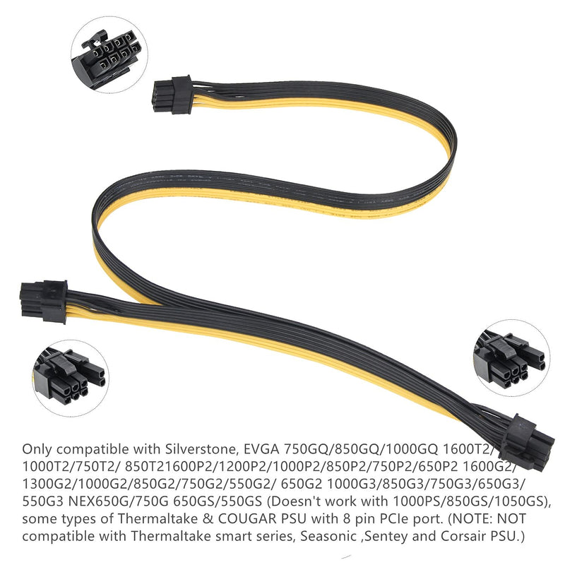  [AUSTRALIA] - PCIe Power Cable, 8 Pin Male to Dual 8 Pin (6+2) Male PCI-e Splitter Cable, Graphics Card PCI Express Power Adapter, UIInosoo for EVGA 24+8 Inches (NOT Compatible with Seasonic Sentey and Corsair)