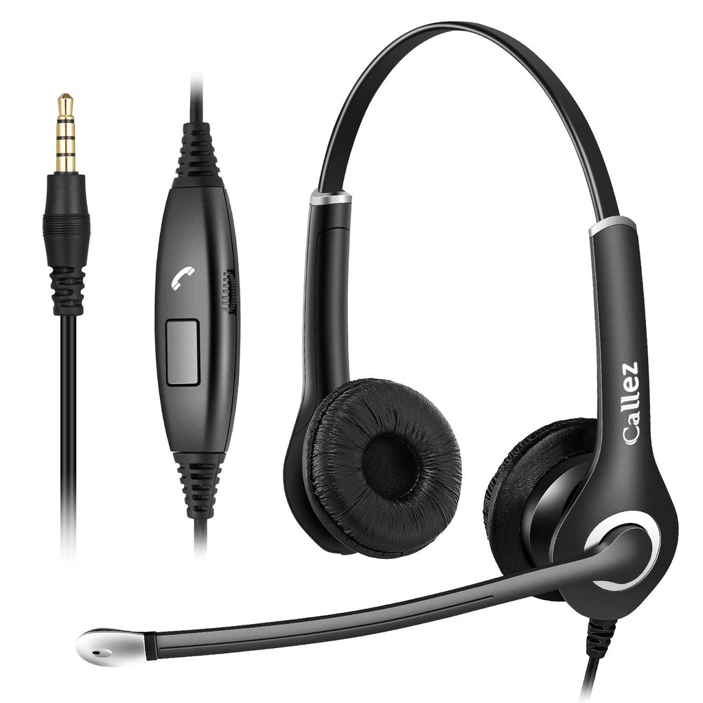  [AUSTRALIA] - Computer Headset with Microphone Noise Cancelling, 3.5mm Cell Phone Headsets for iPhone Samsung Laptop PC Tablet Skype Webinar Office Business Call Center, Clearer Voice, Ultra Comfort Black