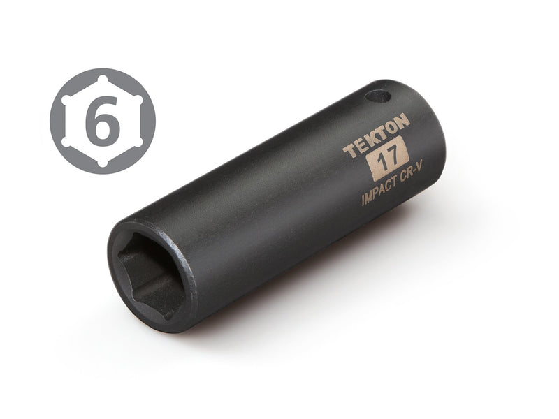  [AUSTRALIA] - TEKTON 47808 1/2-Inch Drive by 17 mm Deep Impact Socket, Cr-V, 6-Point