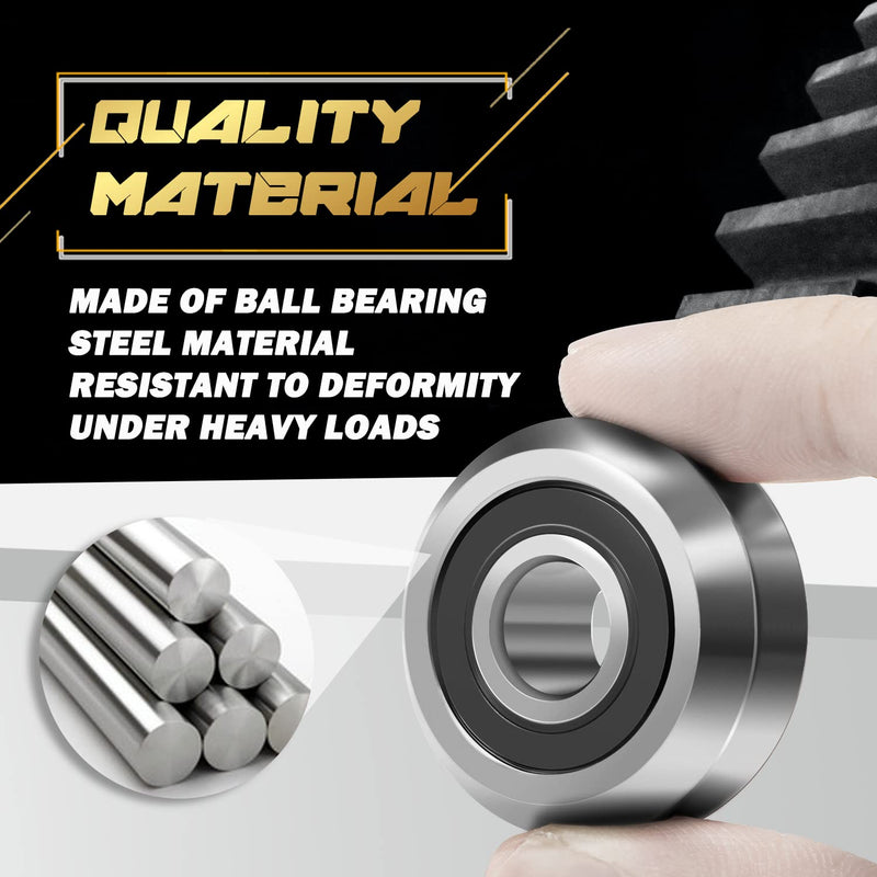  [AUSTRALIA] - 16pcs RM2-2RS 3/8'' Roller Ball Bearing V Groove Double Sided Rubber Sealed Roller Bearing, Pre Lubricated, High Precision Grade
