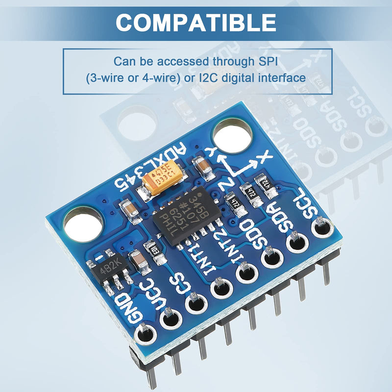  [AUSTRALIA] - 2 Accelerometer ADXL345 3-Axis GY-291 Digital Gravity Sensor Module ADXL345 Digital Accelerometer Module 3 Axis Acceleration Tilt Compatible with Arduino Raspberry Pi