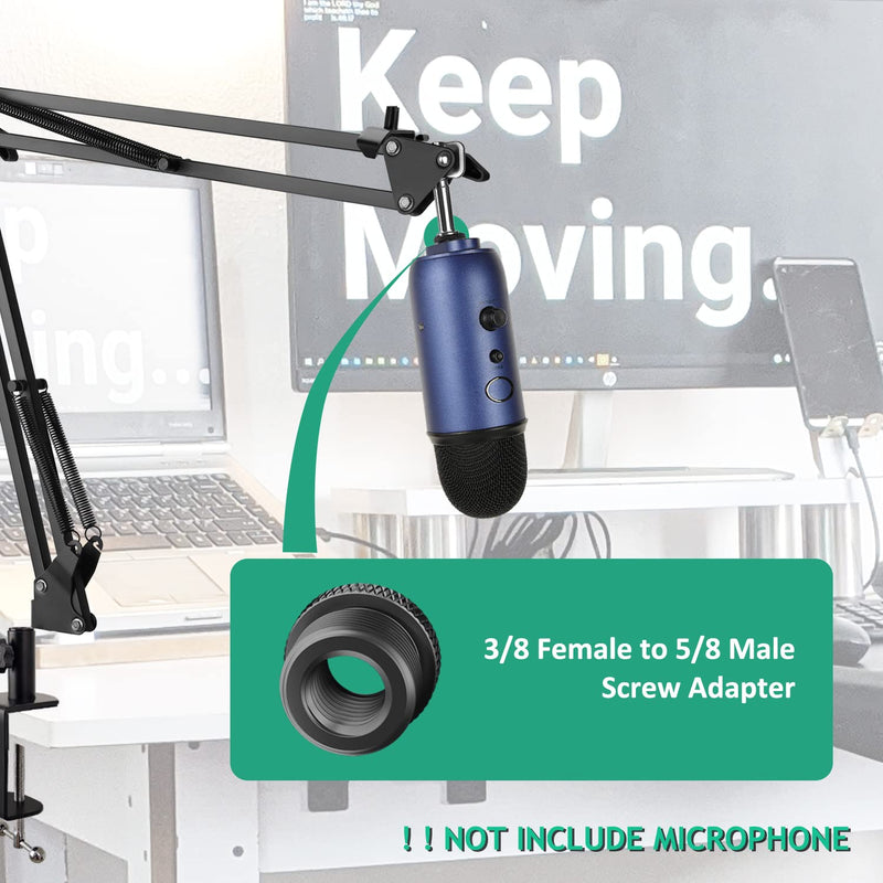  [AUSTRALIA] - Metal Mic Stand Adapter Slotted Screw 3/8 Female to 5/8 Male 2 Piece for Microphone Stand such as Blue Yeti, Yeti Pro, Blue Yeti X, Blue Snowball, Razer Seiren X, Razer Mini by Rigych (Black) 3/8-5/8_Slot