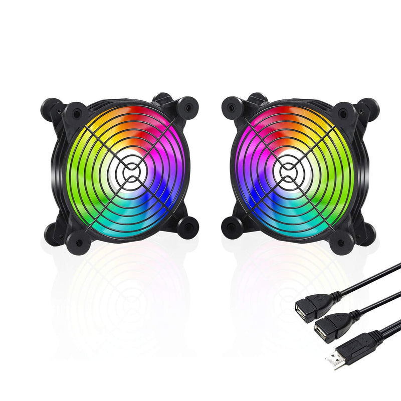  [AUSTRALIA] - upHere U1206 USB Fan Dual-Ball Bearings Rainbow LED Silent 120mm Fan for Computer Cases Computer Cabinet Playstation Xbox Cooling