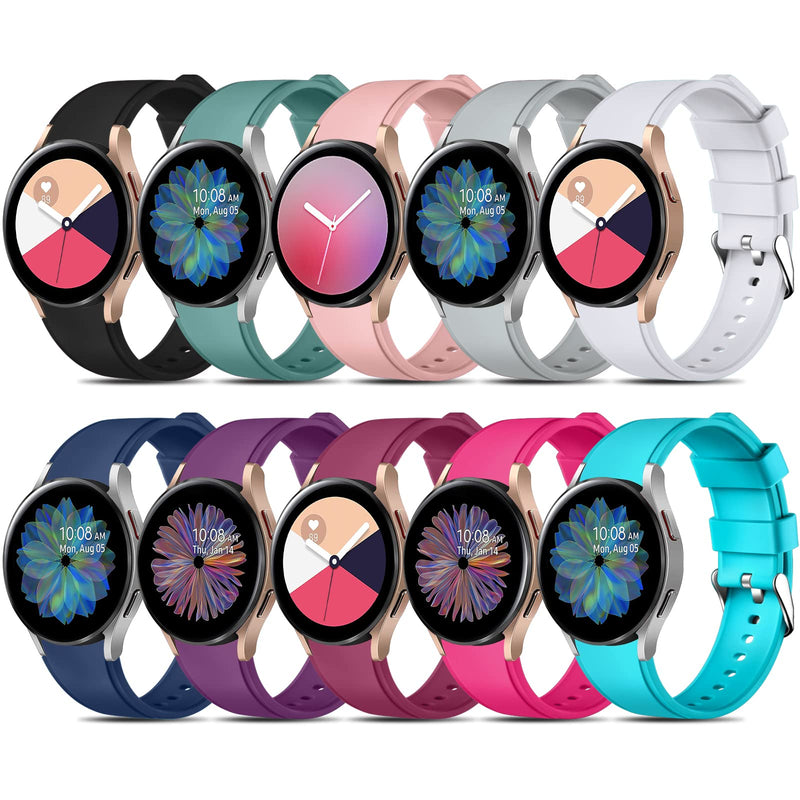  [AUSTRALIA] - Maledan 10 Pack No Gap Bands Compatible with Samsung Galaxy Watch 5 Band/Galaxy Watch 4 Band 40mm 44mm, Galaxy Watch 5 Pro Band 45mm/Galaxy Watch 4 Classic Band, 20mm Soft Silicone Strap for Women Men