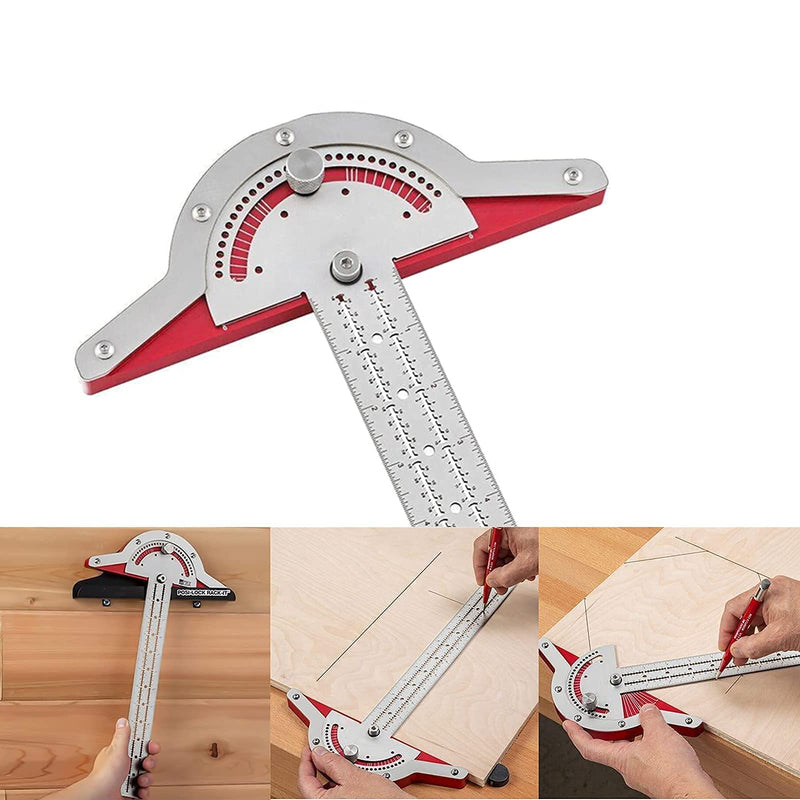  [AUSTRALIA] - 15 Inch Protractor with Ruler Metal, 0-150 Degree Adjustable Multi Angle Ruler Degree Protractor, Solid Protractor Goniometer Angle Gauge Protractor for Craftsmen Carpenters Tool 15 Inch