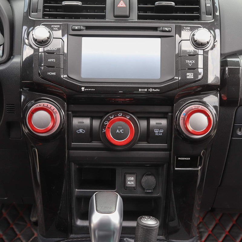  [AUSTRALIA] - JeCar Air Conditioner Button Trim Cover Aluminum Alloy Knob Cover for Toyota 4Runner 2010-2019, Red