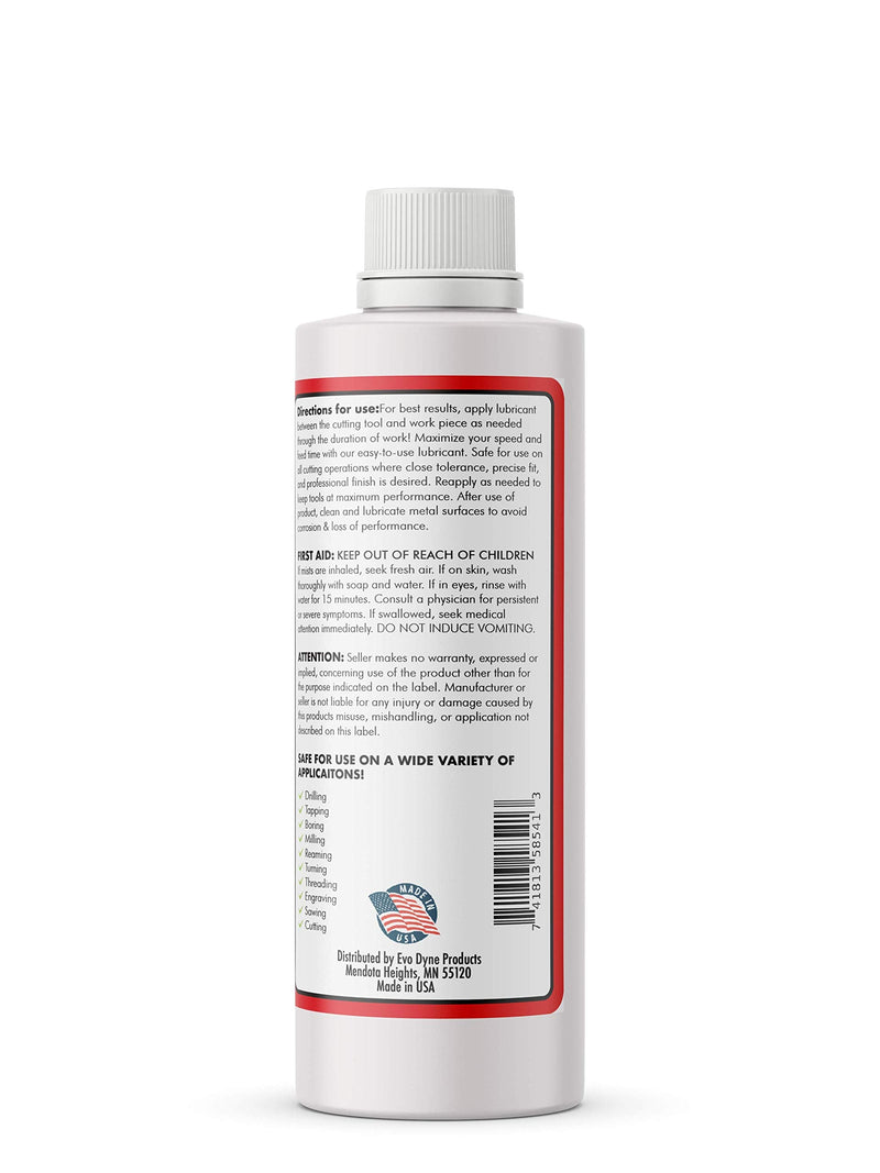  [AUSTRALIA] - Cutting Oil, Cutting Fluid 8-OZ, Made in The USA | Cutting Oil for Drilling, Tapping, Milling | Professional Grade Fluid Oil - Machine Cutting Fluid, Safe on Metal & Glass by Evo Dyne 1-Pack